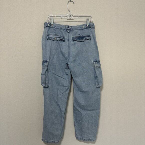 Madewell‎ Low Rise Straight Cargo Blue Jeans Coleman Wash Womens Size 28 Pockets - Picture 5 of 13